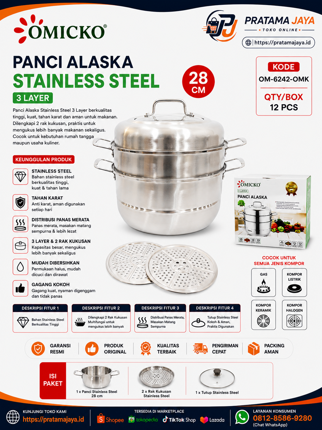 Omicko Panci Alaska 3 Layer OM-6242