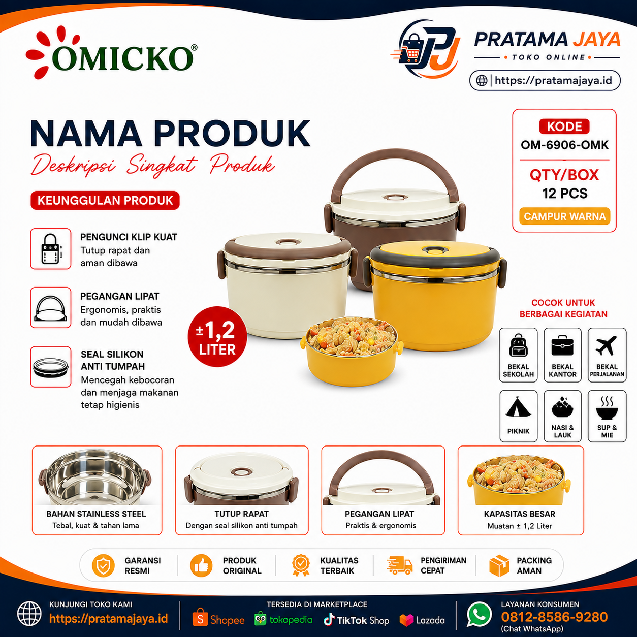 Omicko Rantang Lucky 1 Susun OM-6906