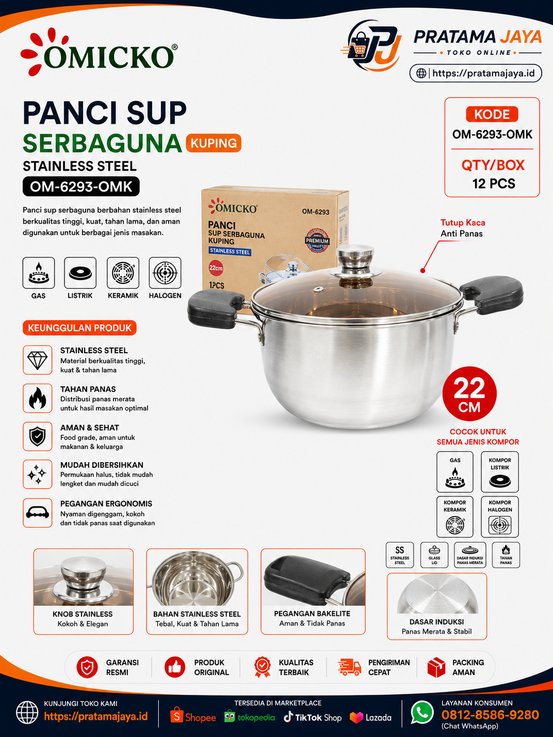 Omicko Panci Sup Stainless Kuping OM-6293