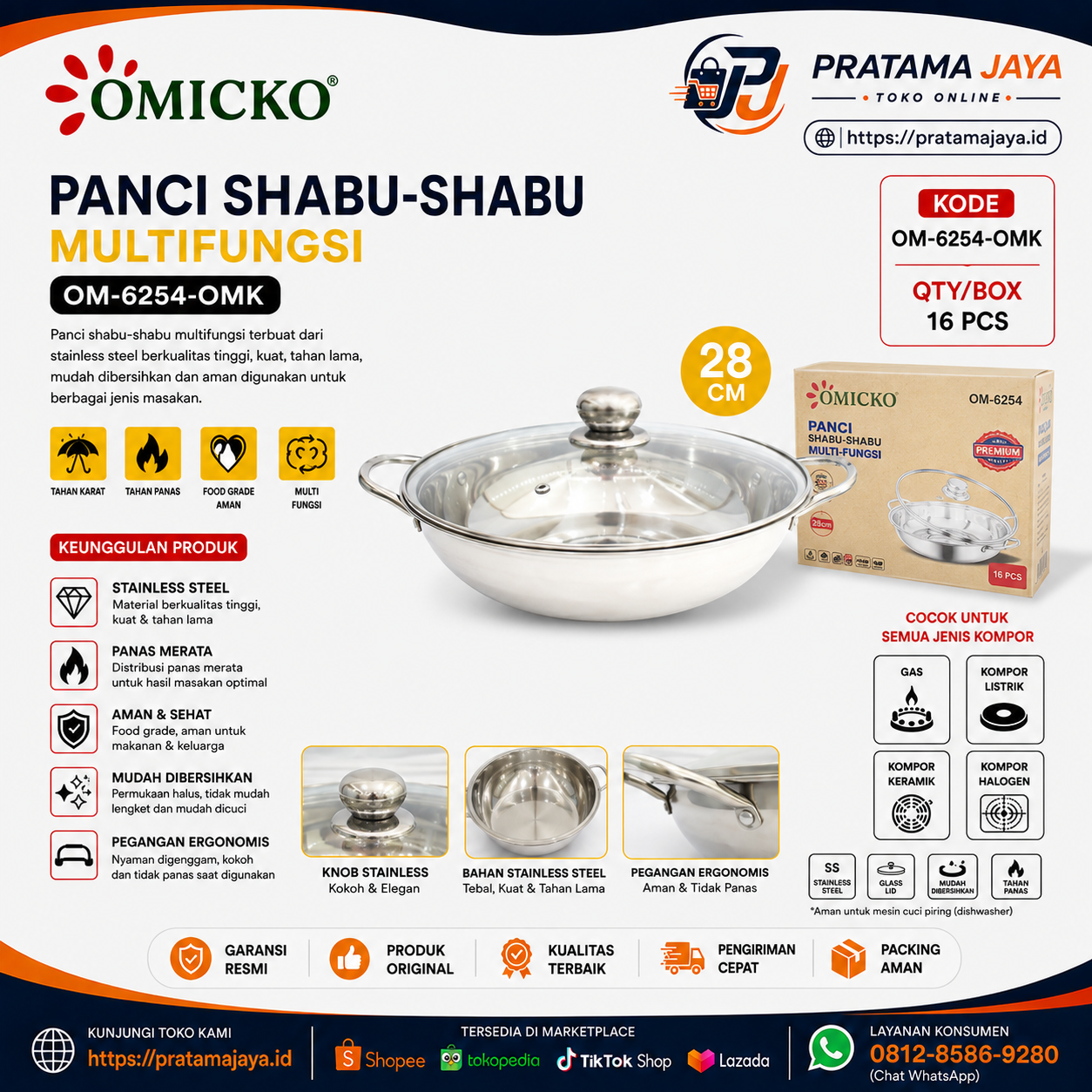 Omicko Panci Shabu-Shabu Multifungsi 28 cm OM-6254
