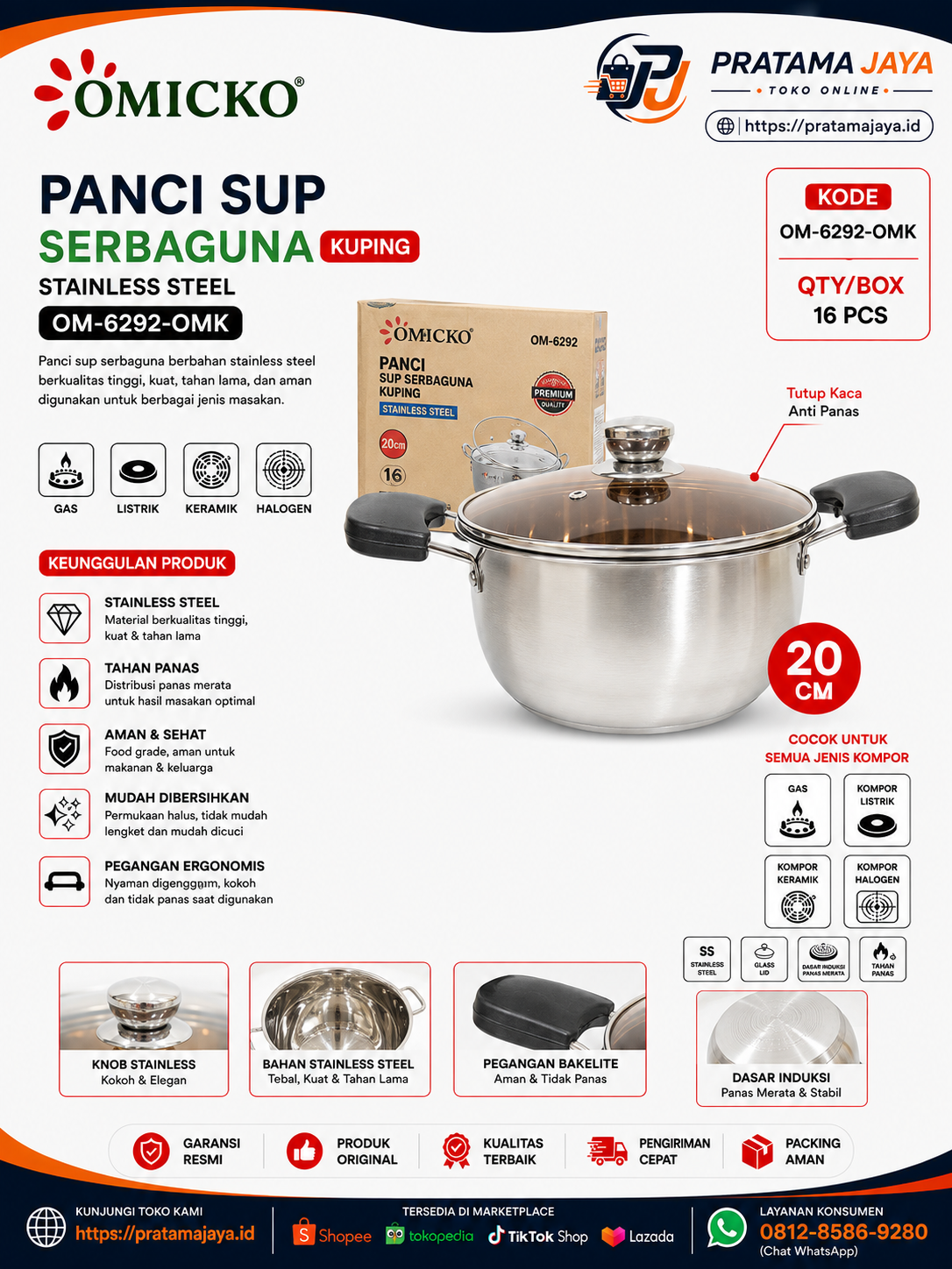 Omicko Panci Sup Stainless Kuping OM-6292
