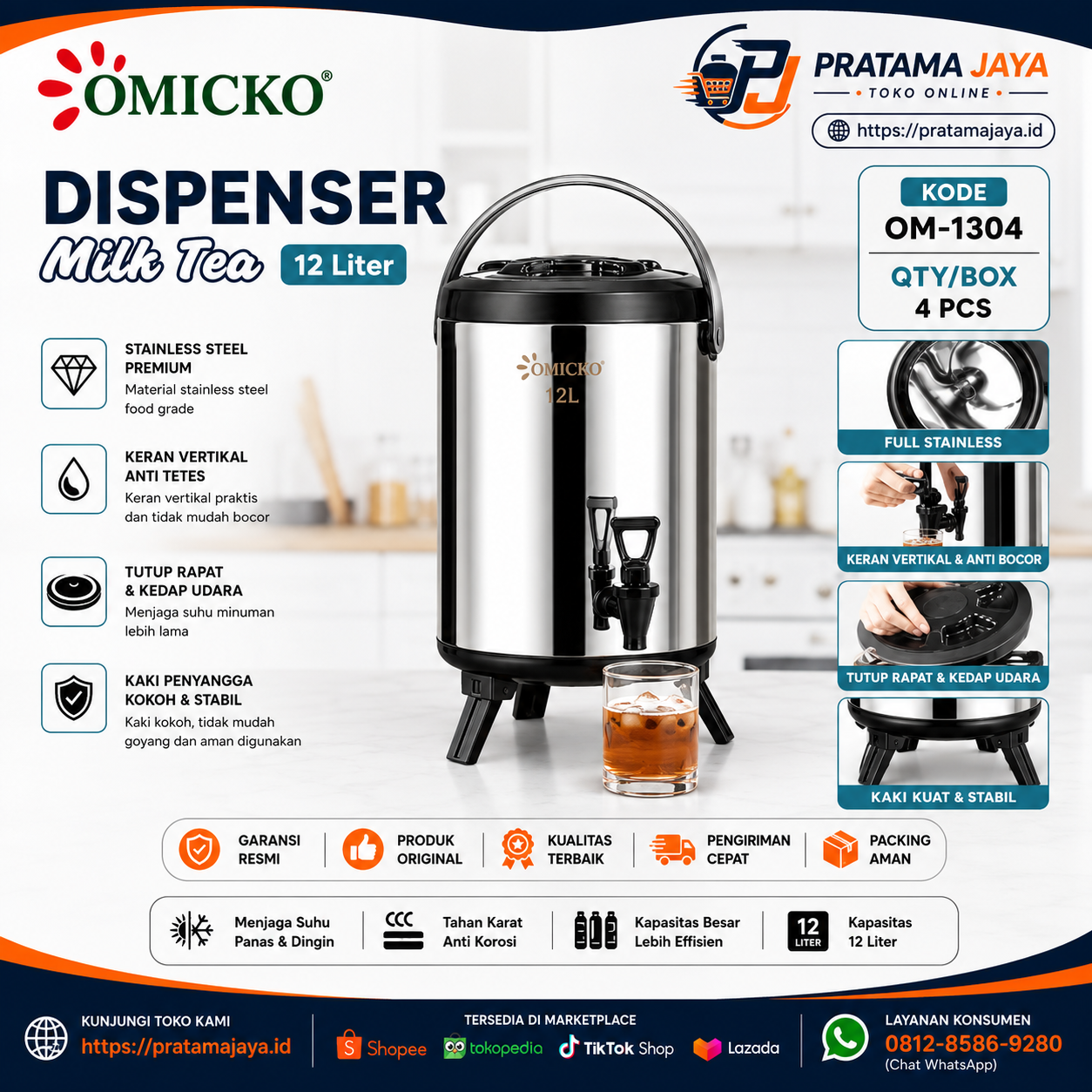 Omicko Dispenser Milk Tea 12L OM-1304