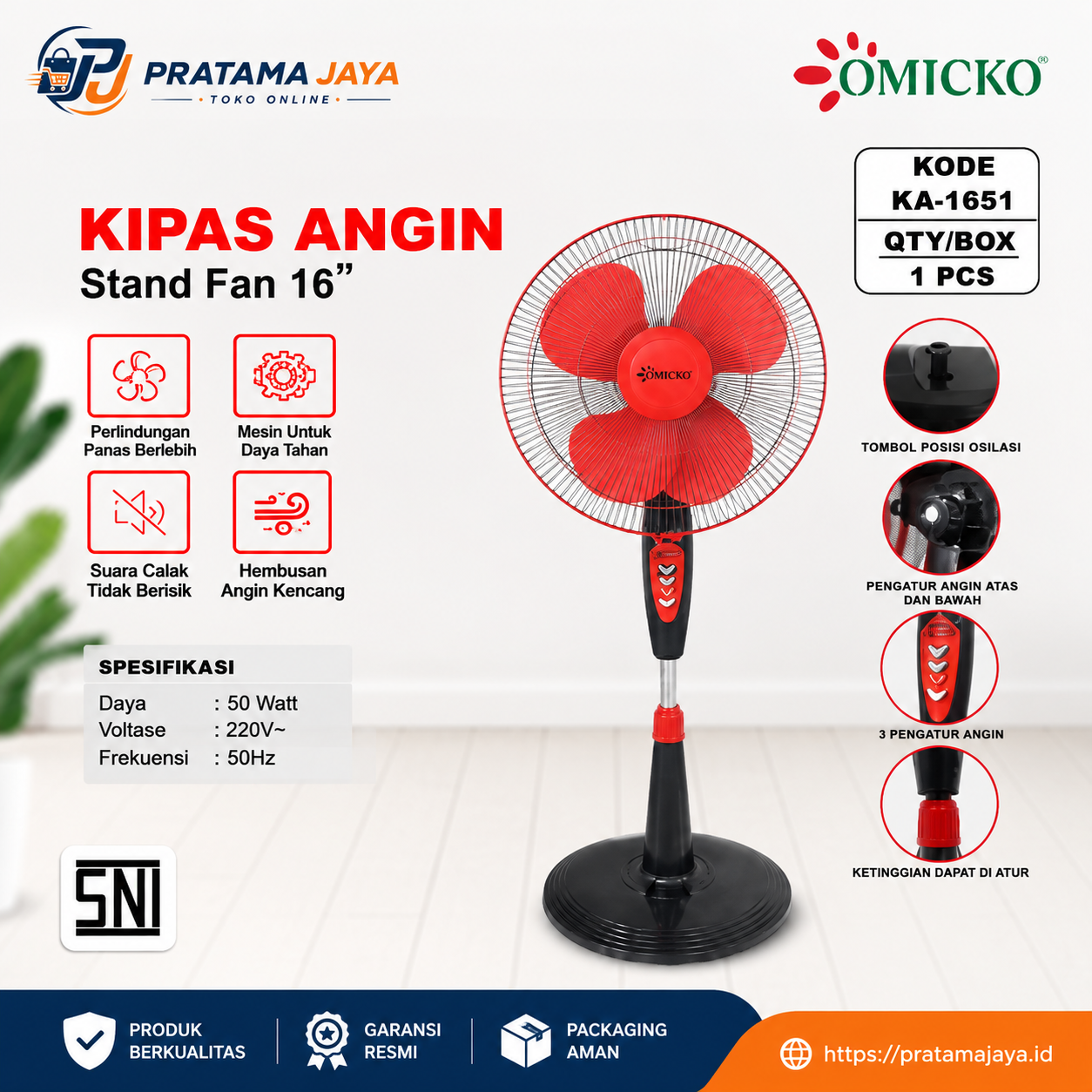 Omicko Stand Fan 16" KA-1651
