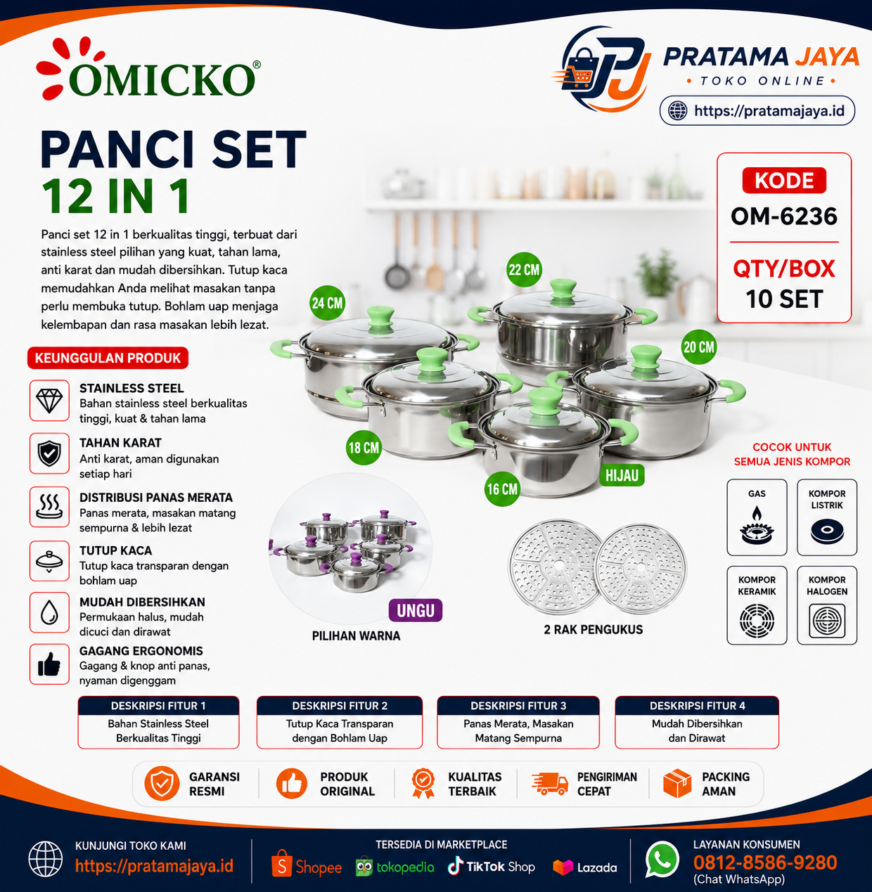 Omicko Panci Set 12in1 OM-6236