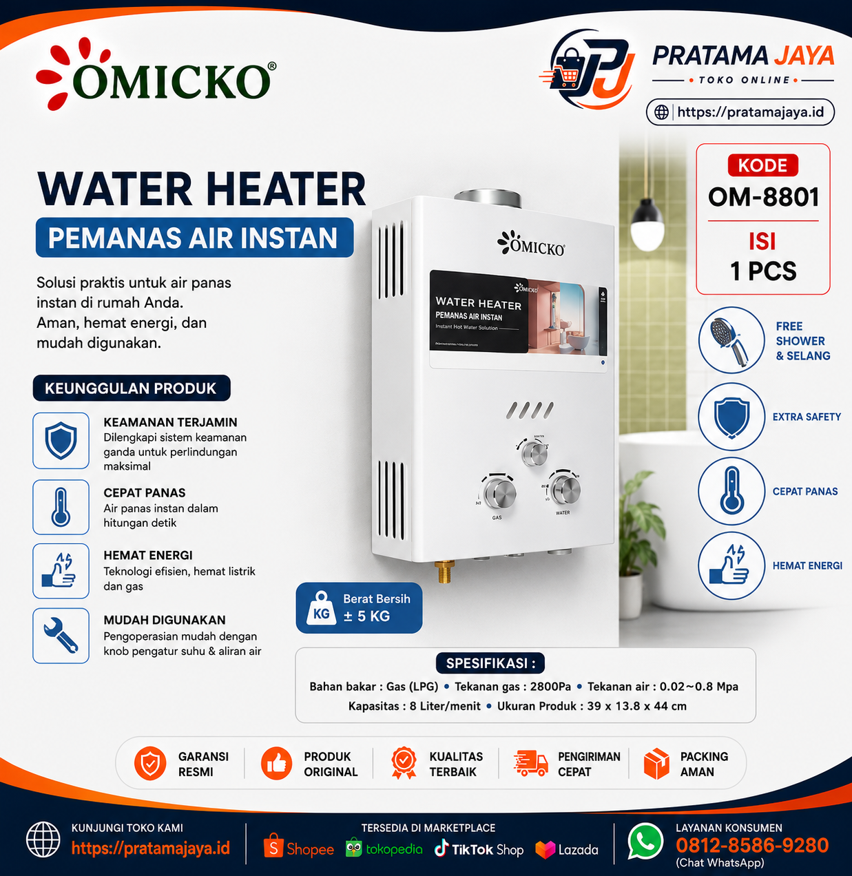 Omicko Water Heater OM-8801