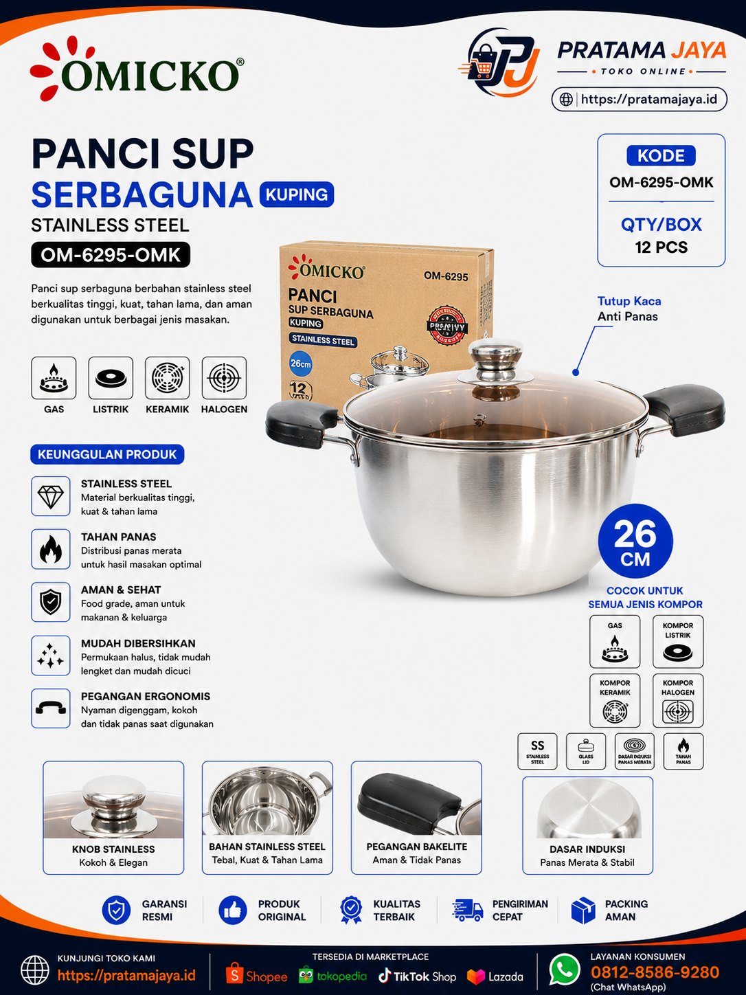 Omicko Panci Sup Stainless Kuping OM-6295