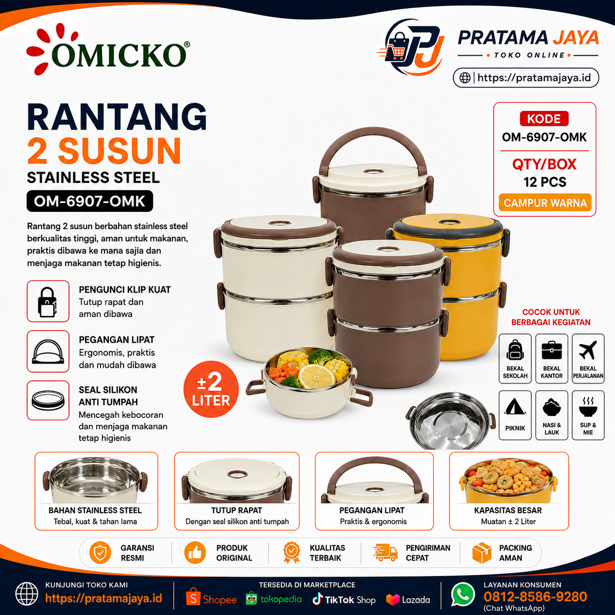Omicko Rantang Lucky 2 Susun OM-6907