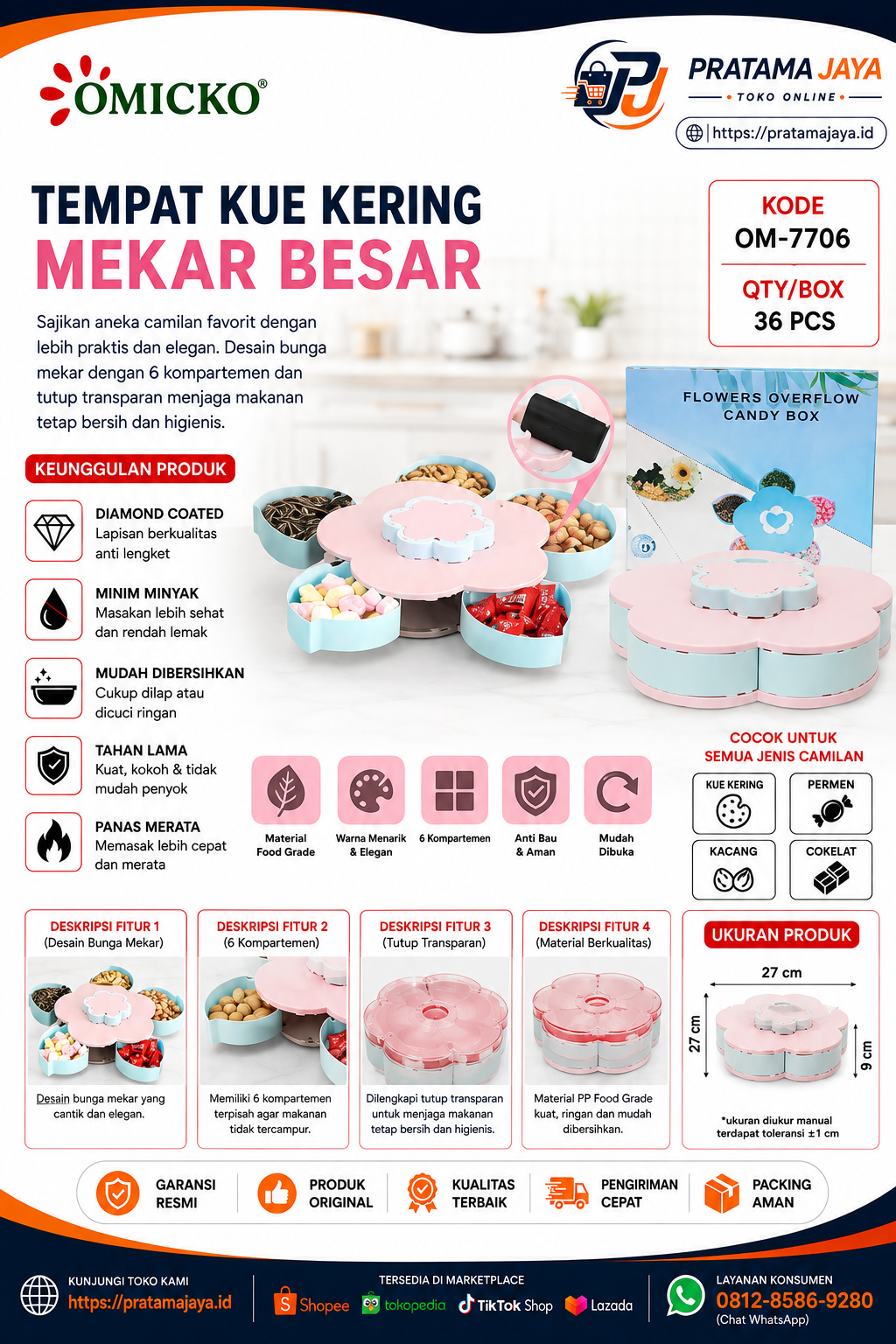 Omicko Tempat Kue Bentuk Bunga Besar OM-7706