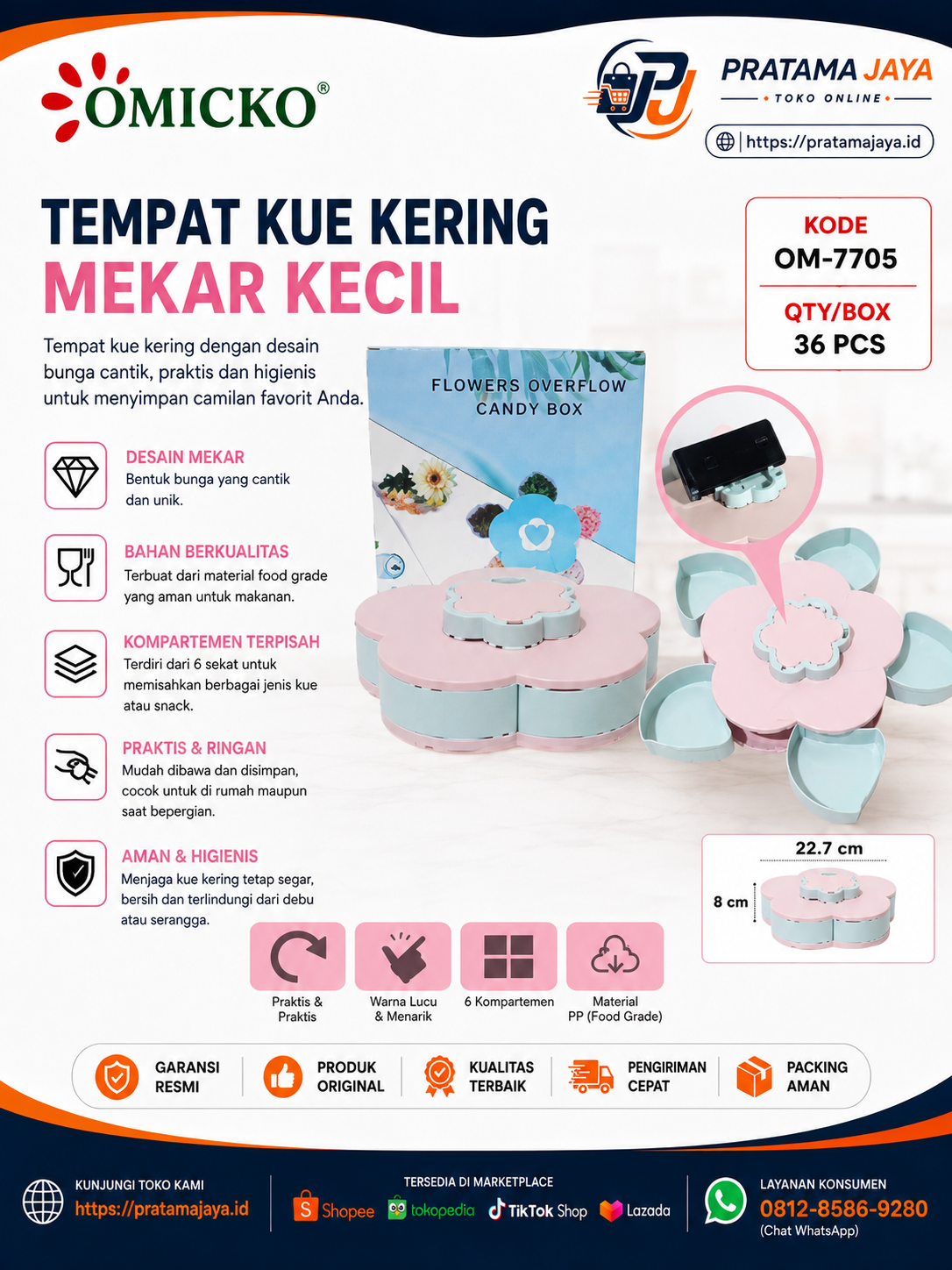 Omicko Tempat Kue Bentuk Bunga Kecil OM-7705